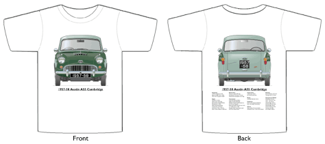 Austin A55 Cambridge 1957-58 (2 tone) T-shirt Front & Back